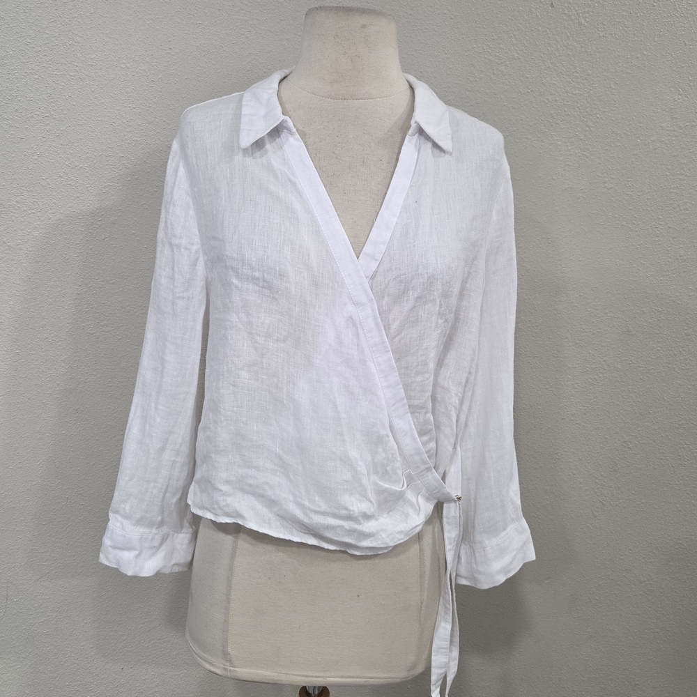 Zara White Wrap Blouse NWT
